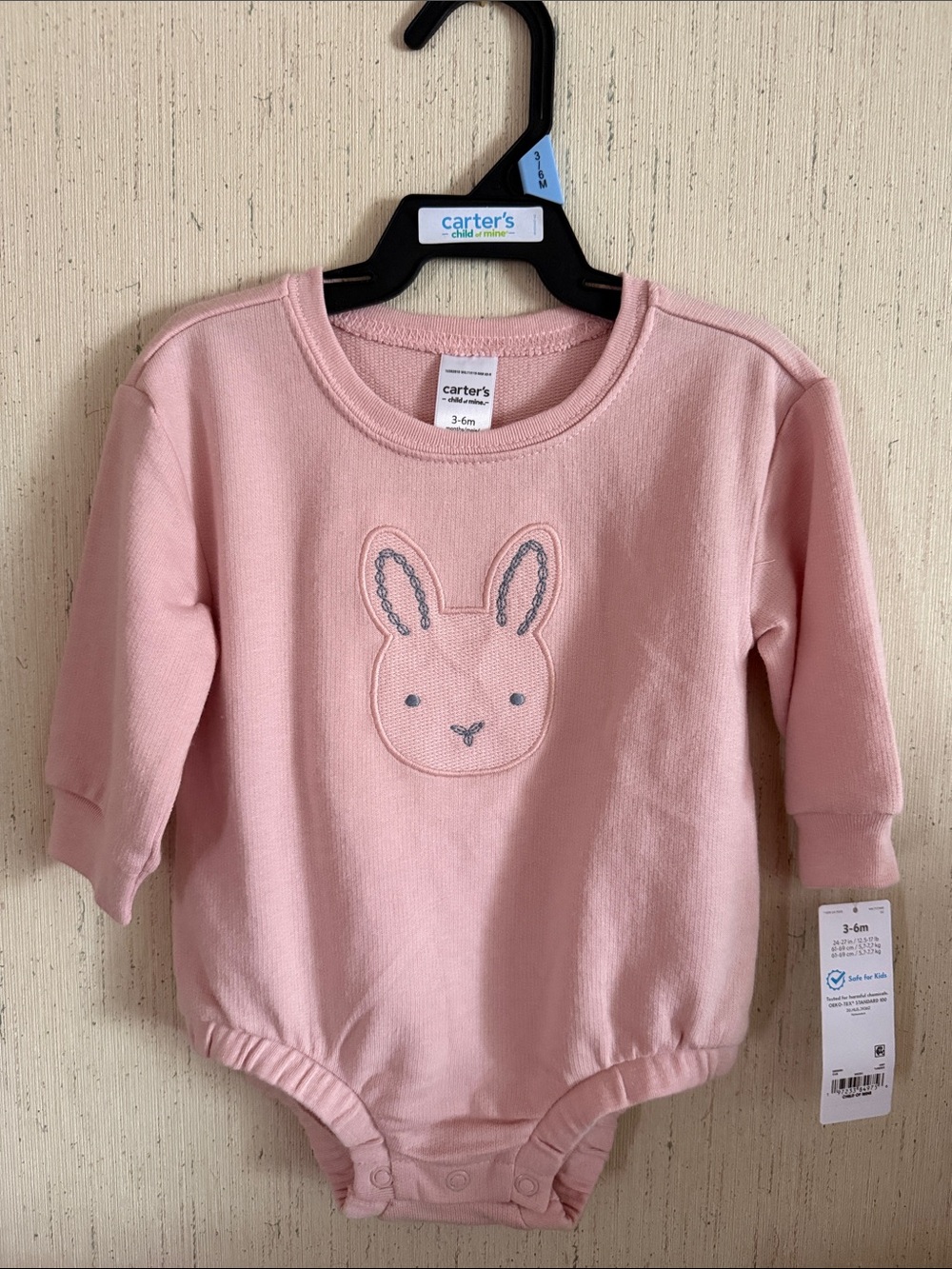 Carter's Light Pink Bunny Applique Long-Sleeve Bodysuit